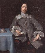 unknow artist Portrait of a gentleman,three-quarter length,standing beside a table oil painting artist